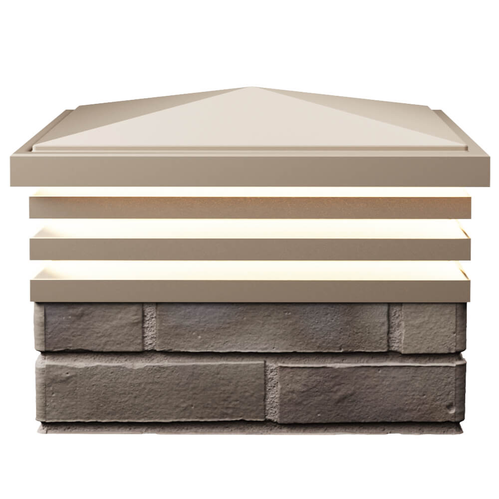 Колпак Zking Бона ХайТек Бежевый на столб 1.5х1.5 кирпича (385х385мм) с подсветкой в Невинномысске фото