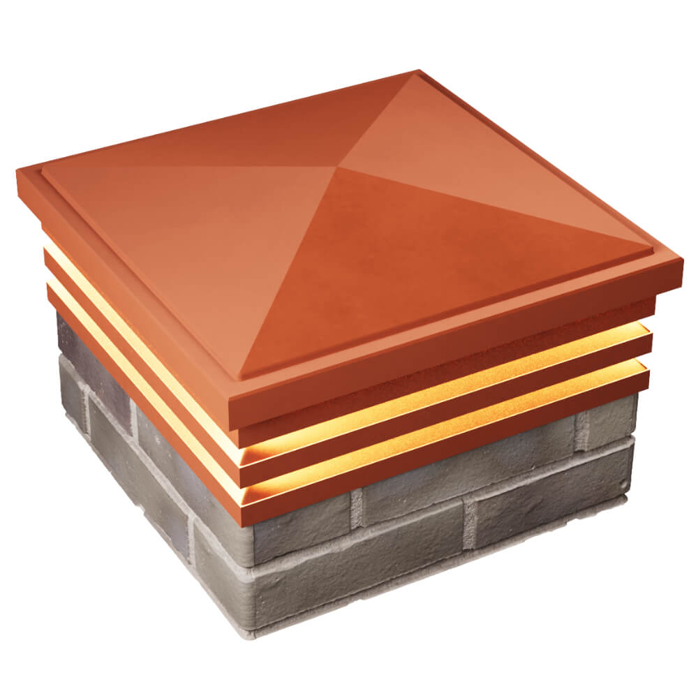 Колпак Zking Бона ХайТек Красный на столб 1.5х1.5 кирпича (385х385мм) с подсветкой в Невинномысске фото