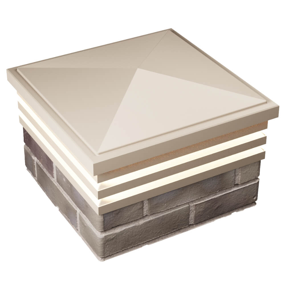 Колпак Zking Бона ХайТек Бежевый на столб 1.5х1.5 кирпича (385х385мм) с подсветкой в Невинномысске фото