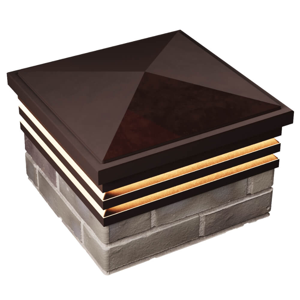 Колпак Zking Бона ХайТек Коричневый на столб 1.5х1.5 кирпича (385х385мм) с подсветкой в Невинномысске фото