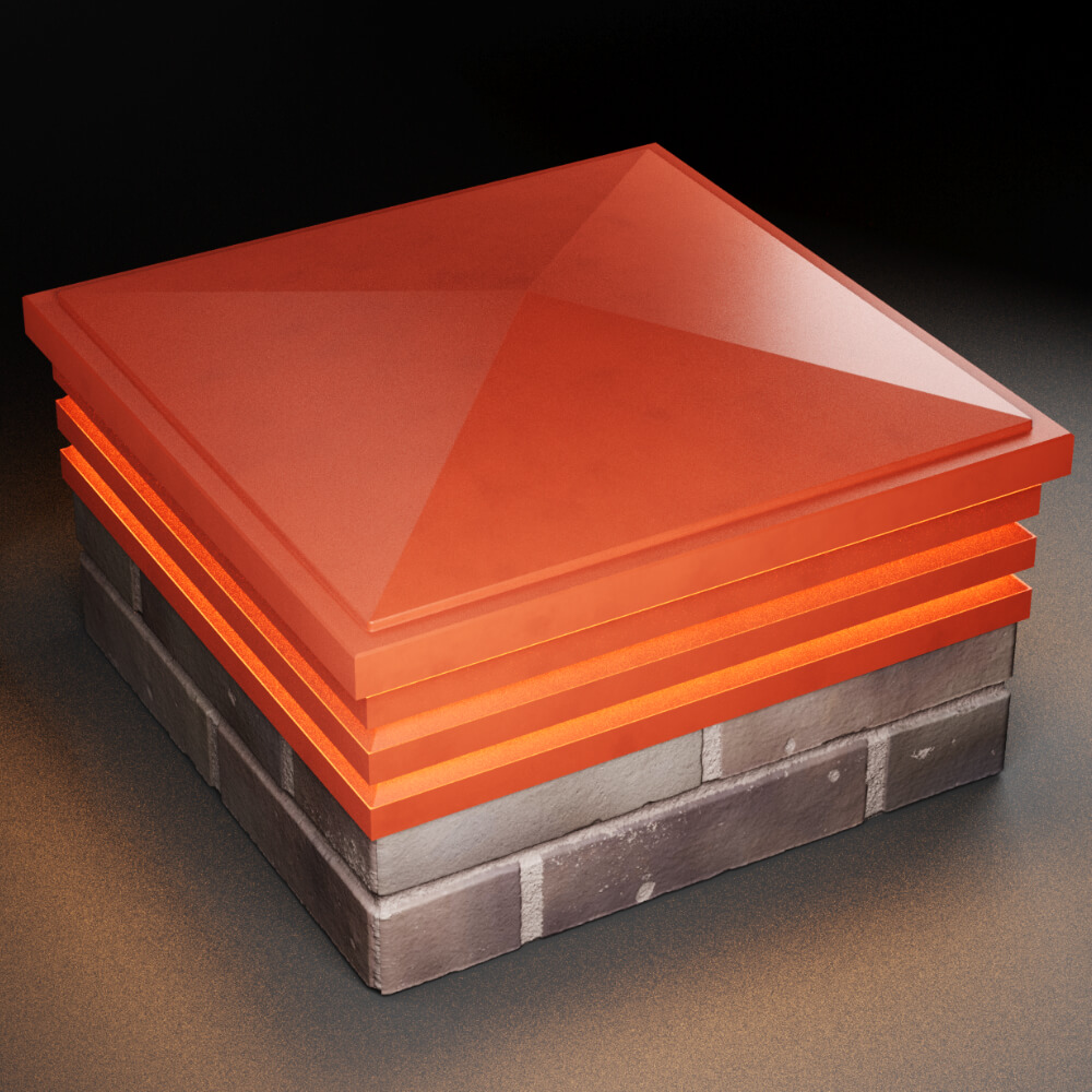 Колпак Zking Бона ХайТек Красный на столб 2х2 кирпича (513х513мм) с подсветкой в Невинномысске фото