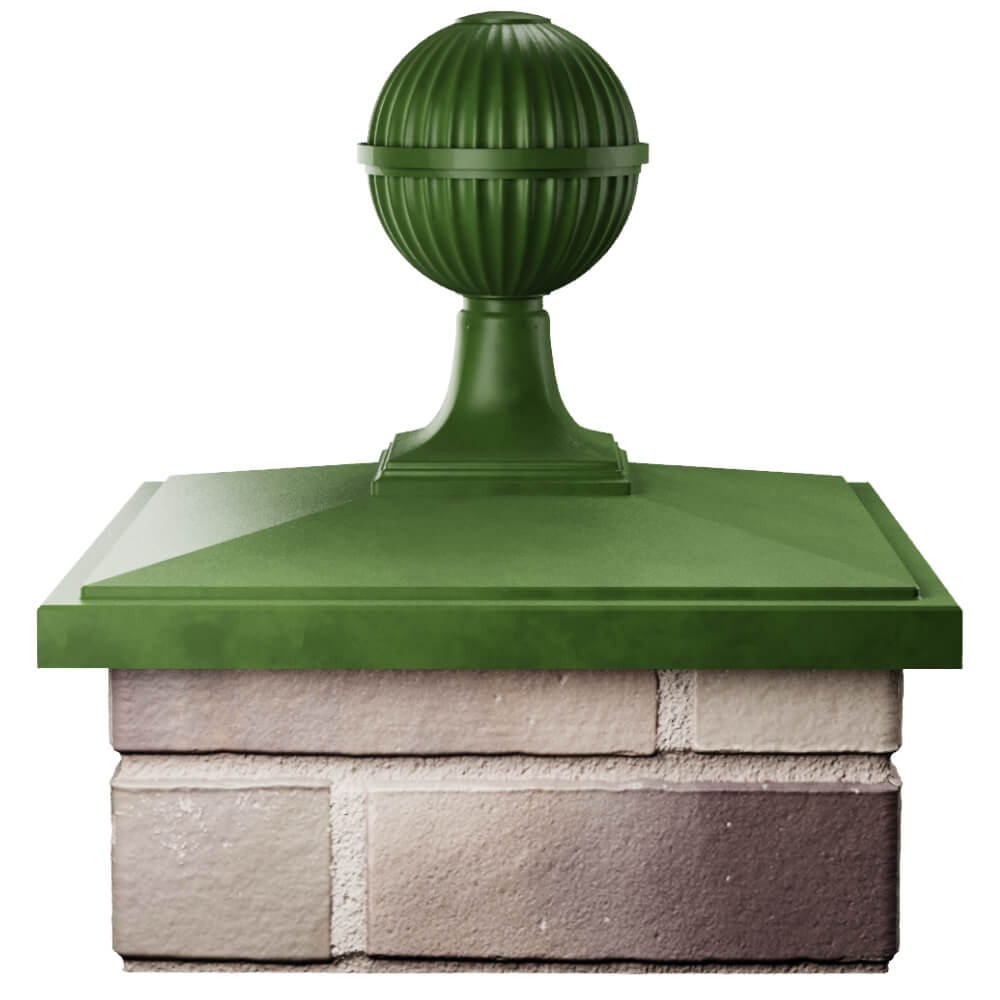 Колпак Zking БонаМоно Зеленый с шаром на столб 1.5х1.5 кирпича (385х385, 400х400мм) в сборе Невинномысск фото