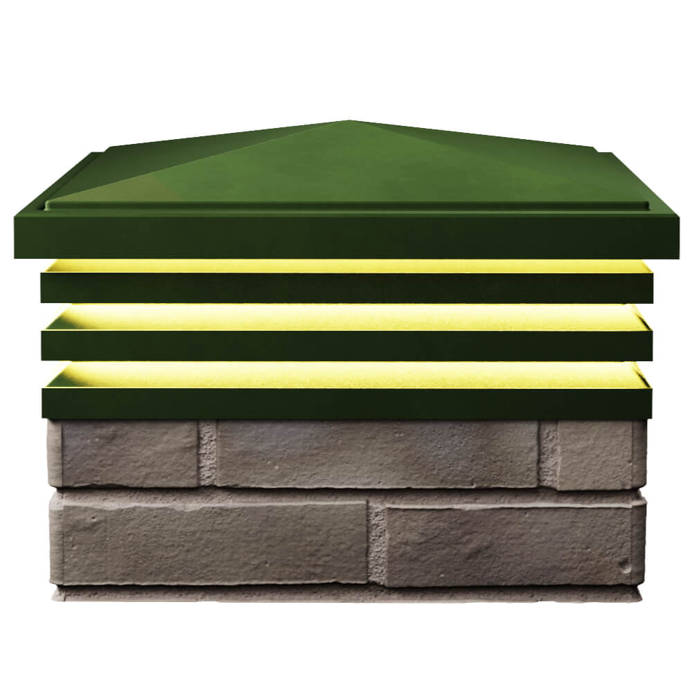 Колпак Zking Бона ХайТек Зеленый на столб 1.5х1.5 кирпича (385х385мм) с подсветкой в Невинномысске фото