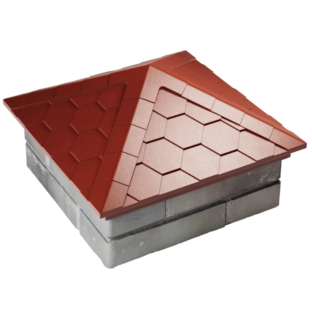 Колпак Zking Эверест Красный на столб 1.5х1.5 кирпича (390х390мм) в Невинномысске фото