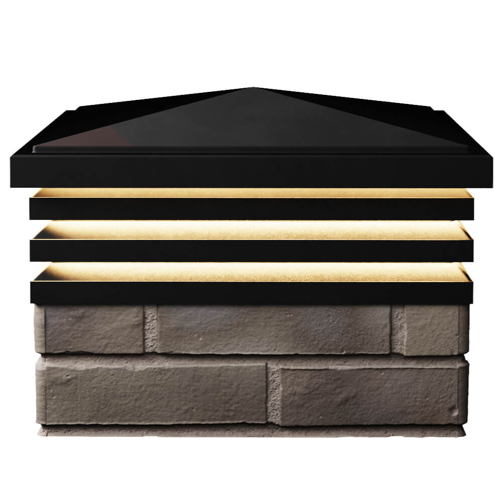 Колпак Zking Бона ХайТек Черный на столб 1.5х1.5 кирпича (385х385мм) с подсветкой в Невинномысске фото