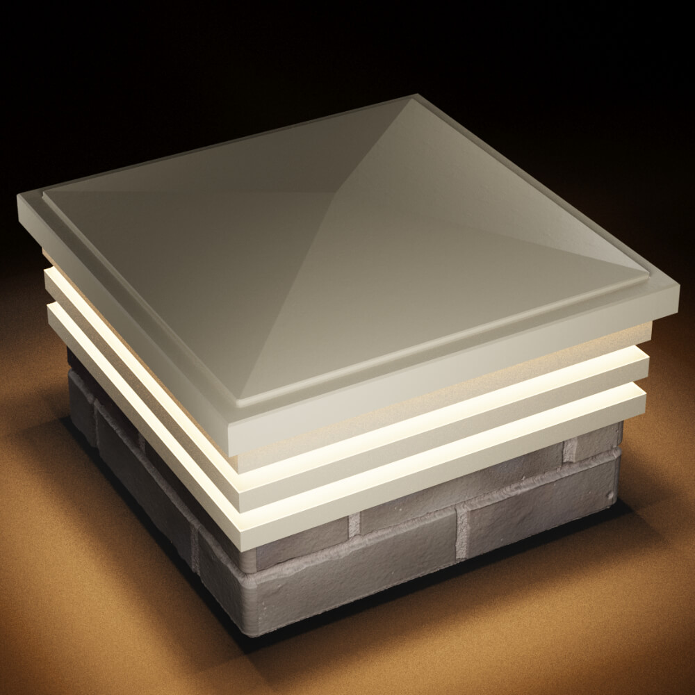 Колпак Zking Бона ХайТек Бежевый на столб 1.5х1.5 кирпича (385х385мм) с подсветкой в Невинномысске фото