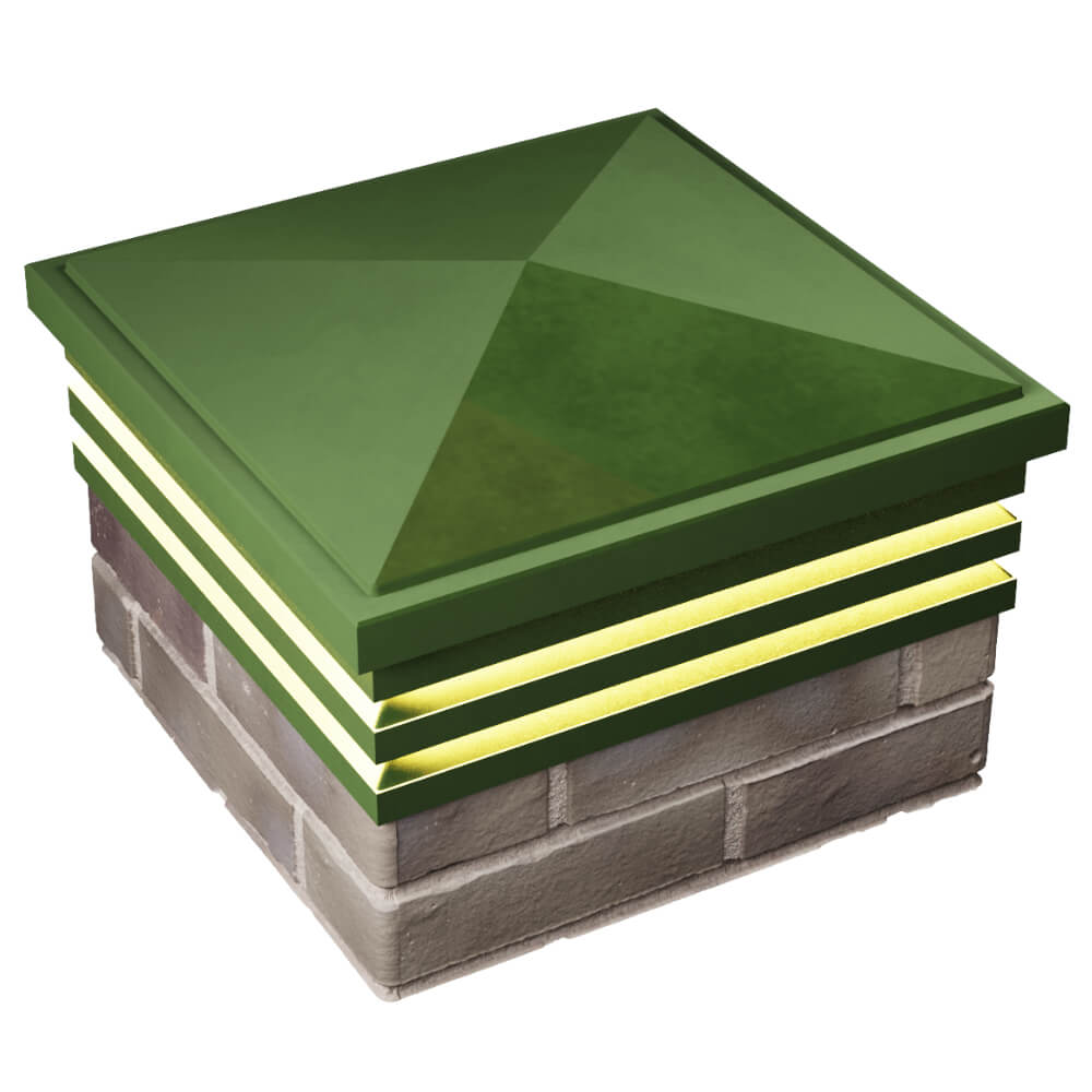 Колпак Zking Бона ХайТек Зеленый на столб 1.5х1.5 кирпича (385х385мм) с подсветкой в Невинномысске фото