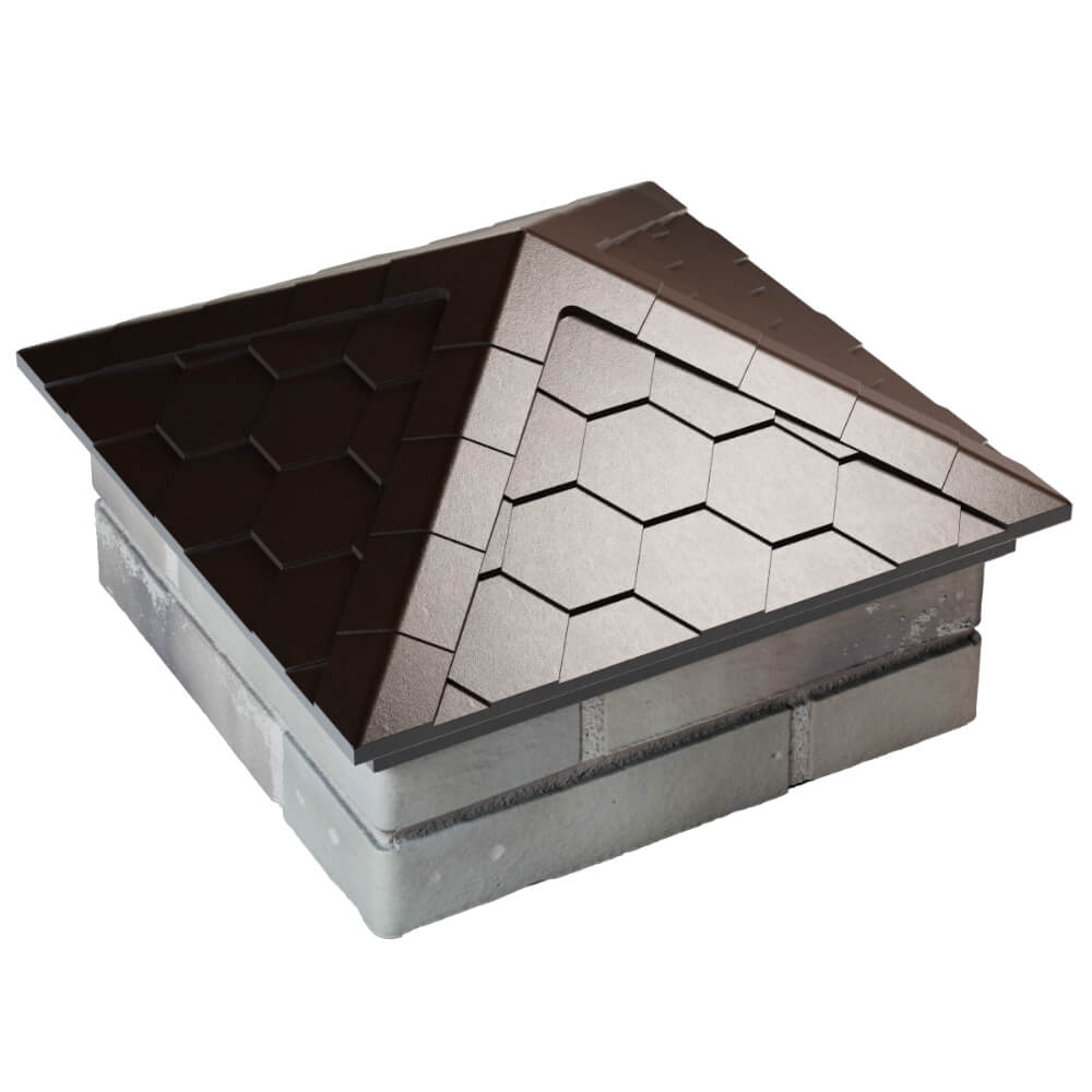 Колпак Zking Эверест Коричневый на столб 1.5х1.5 кирпича (390х390мм) в Невинномысске фото