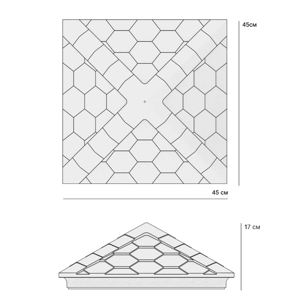 Колпак Zking Эверест Серый на столб 1.5х1.5 кирпича (390х390мм) в Невинномысске фото