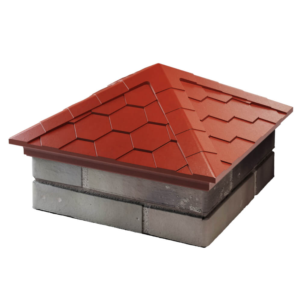 Колпак Zking Эверест Красный на столб 1.5х1.5 кирпича (390х390мм) в Невинномысске фото