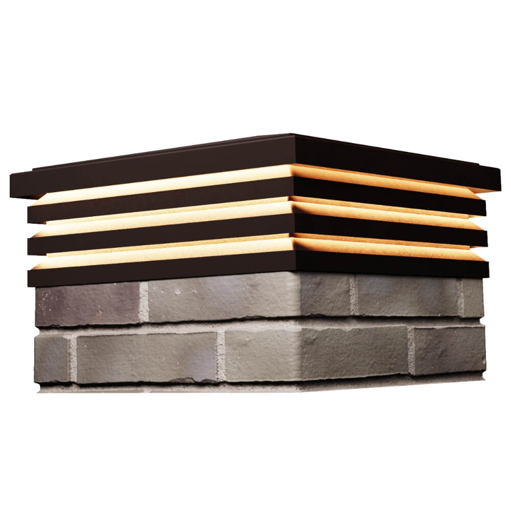 Колпак Zking Бона ХайТек Коричневый на столб 1.5х1.5 кирпича (385х385мм) с подсветкой в Невинномысске фото