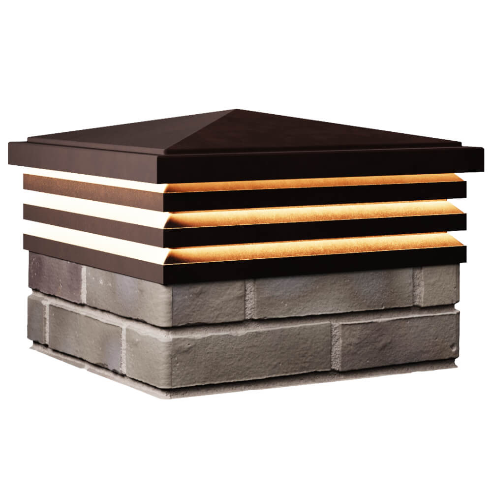 Колпак Zking Бона ХайТек Коричневый на столб 1.5х1.5 кирпича (385х385мм) с подсветкой в Невинномысске фото