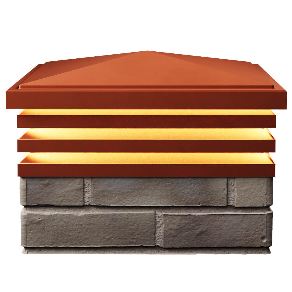 Колпак Zking Бона ХайТек Красный на столб 1.5х1.5 кирпича (385х385мм) с подсветкой в Невинномысске фото