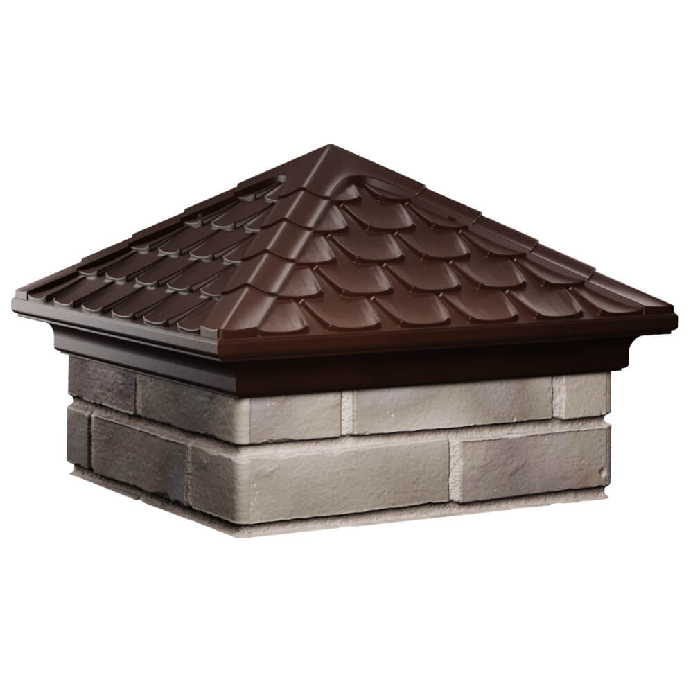 Колпак Zking Эльбрус Коричневый на столб 1.5х1.5 кирпича (385х385мм) в Невинномысске фото