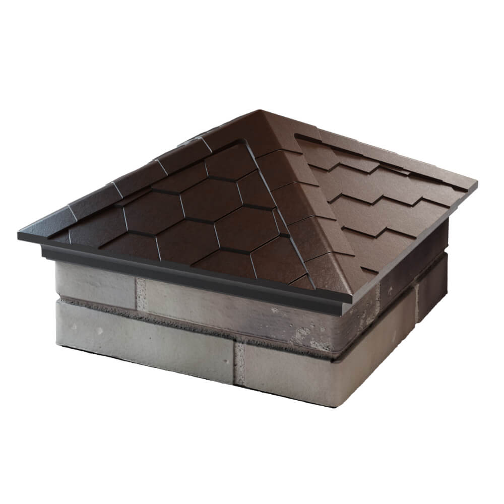 Колпак Zking Эверест Коричневый на столб 1.5х1.5 кирпича (390х390мм) в Невинномысске фото